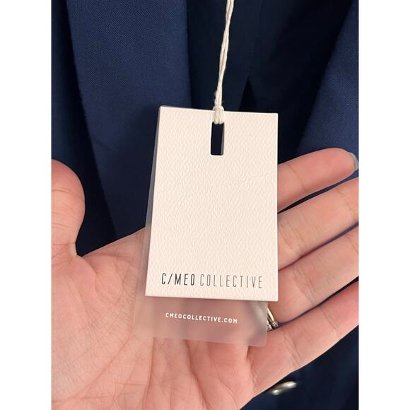 C/Meo Collective Same Love Pleated Double-Breasted Blazer Royal Navy Small NWT - Picture 8 of 11